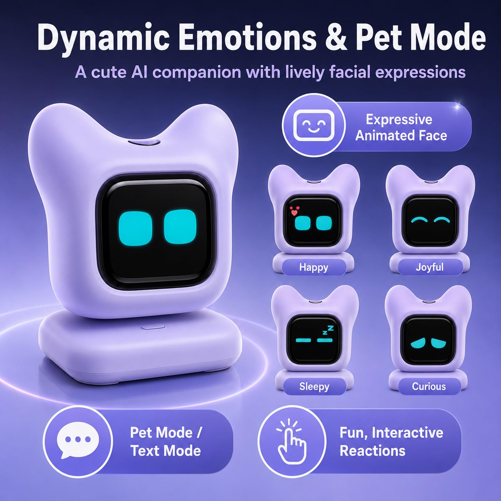 Robot De Escritorio Con Ia: Mascota Electrónica Inteligente Con Chat De Voz Y Emociones Dinámicas. Un Gadget Tecnológico Interactivo, Creativo E Inteligente, Ideal for Escritorio Del Hogar(White)