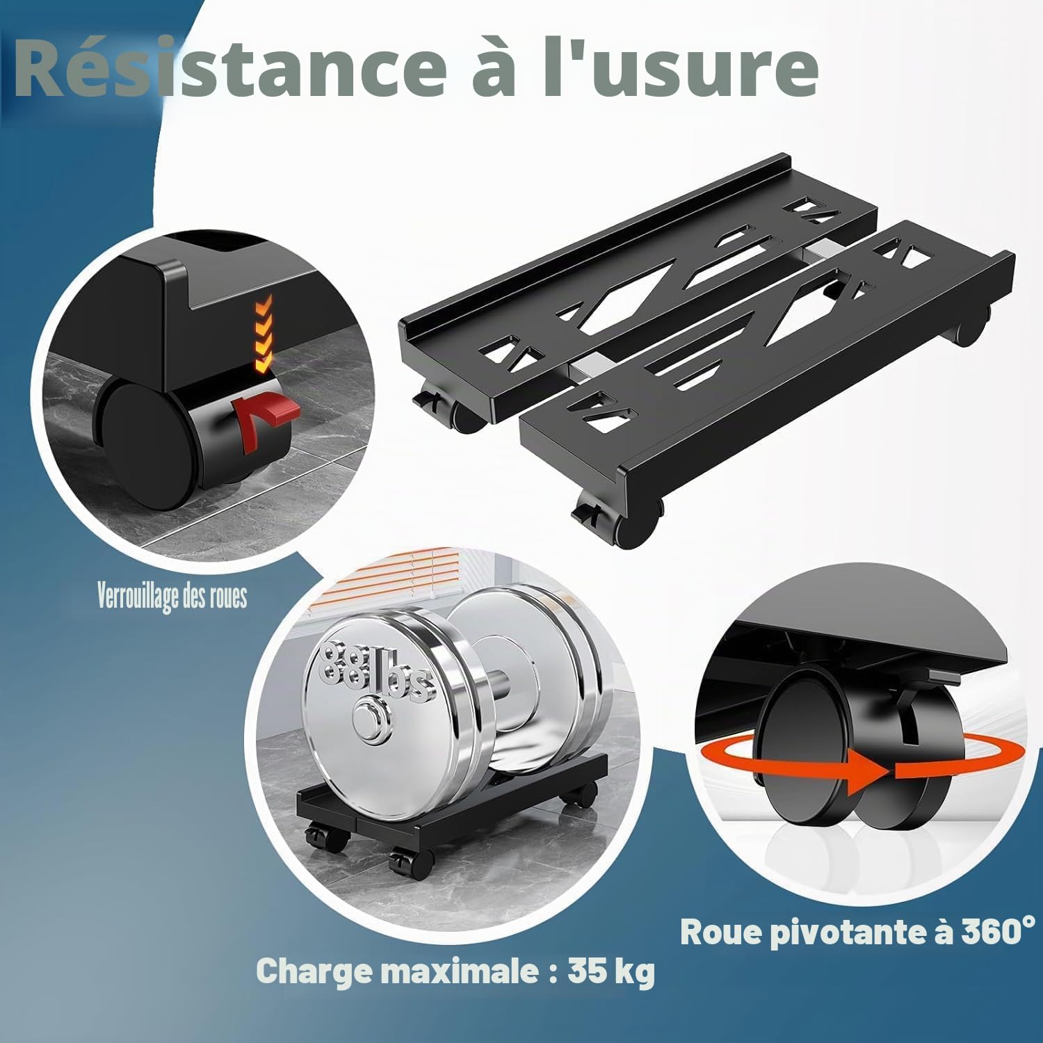 Support tour PC, Support PC Sous Bureau, Chariot de CPU Sous Bureau, Taille Réglable, avec Roulettes Pivotantes Verrouillables Adapté À La Plupart tour Ordinateur(Noir)