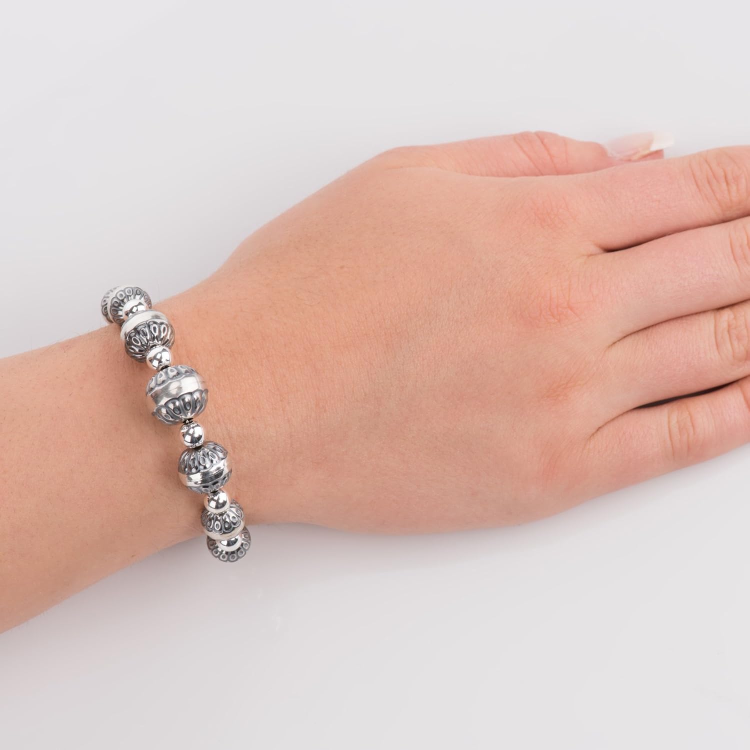 American West Jewelry Sterling Silver Women's Coil Wrap Bracelet Silver Native Pearls One Size Fits Most