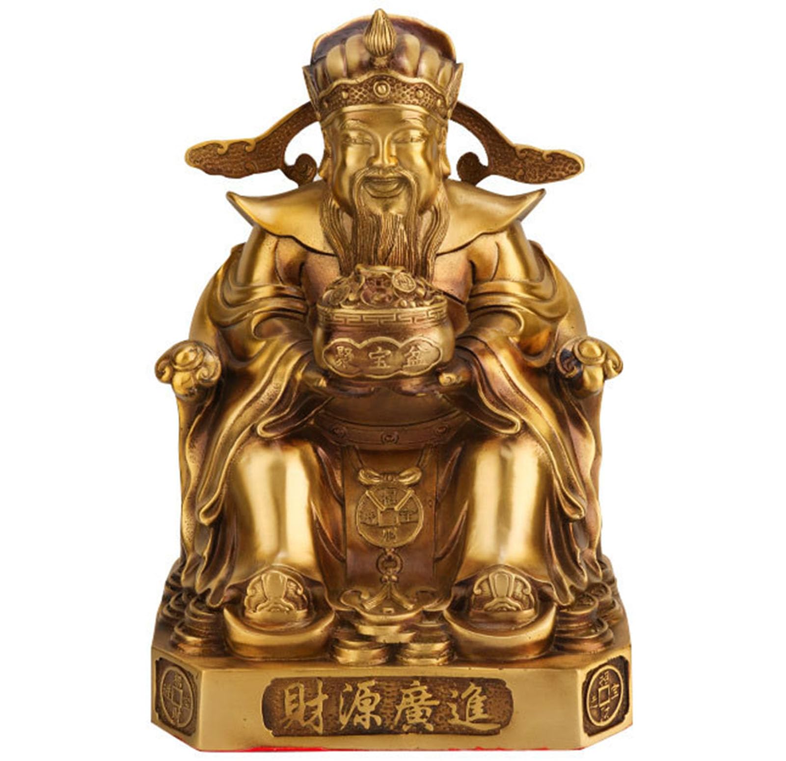 Brass God of Wealth Statue,Chinese Traditional Feng Shui Caishen Figurine