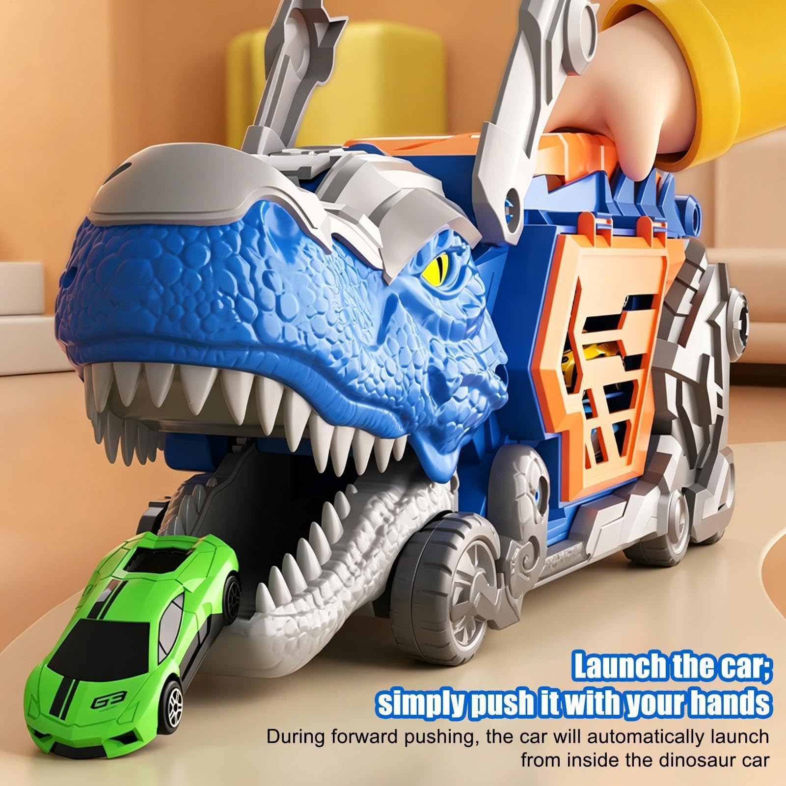Camion giocattolo dinosauro, 12 mini auto a doppia pista e