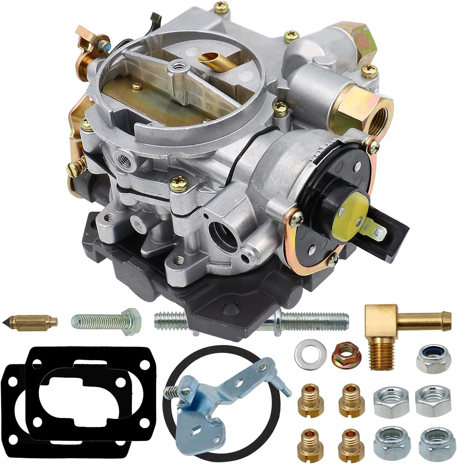 NENKUTEN Marine Carburetor 2 Barrel Carb for Mercruiser 3.0L 2.5L 4 CYL Engines with Electric Choke, Long Linkage Jets and Gaskets nut Replace 3310-864940A01, 3310864940A01, 8M0045397