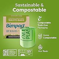 Vista 8 de Global Certified Compostable Biodegradable Tall Trash Bags, 3 Gallon x 100 Bags, Heavy Duty, Plant-Based Unscented, Thick and Strong, Kitchen Bin