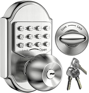 Elemake Keyless Deadbolt Mechanical Keyless Entry Door Lock Deadbolt Keypad Stainless Steel (Pass Code, Key and Higher Security)