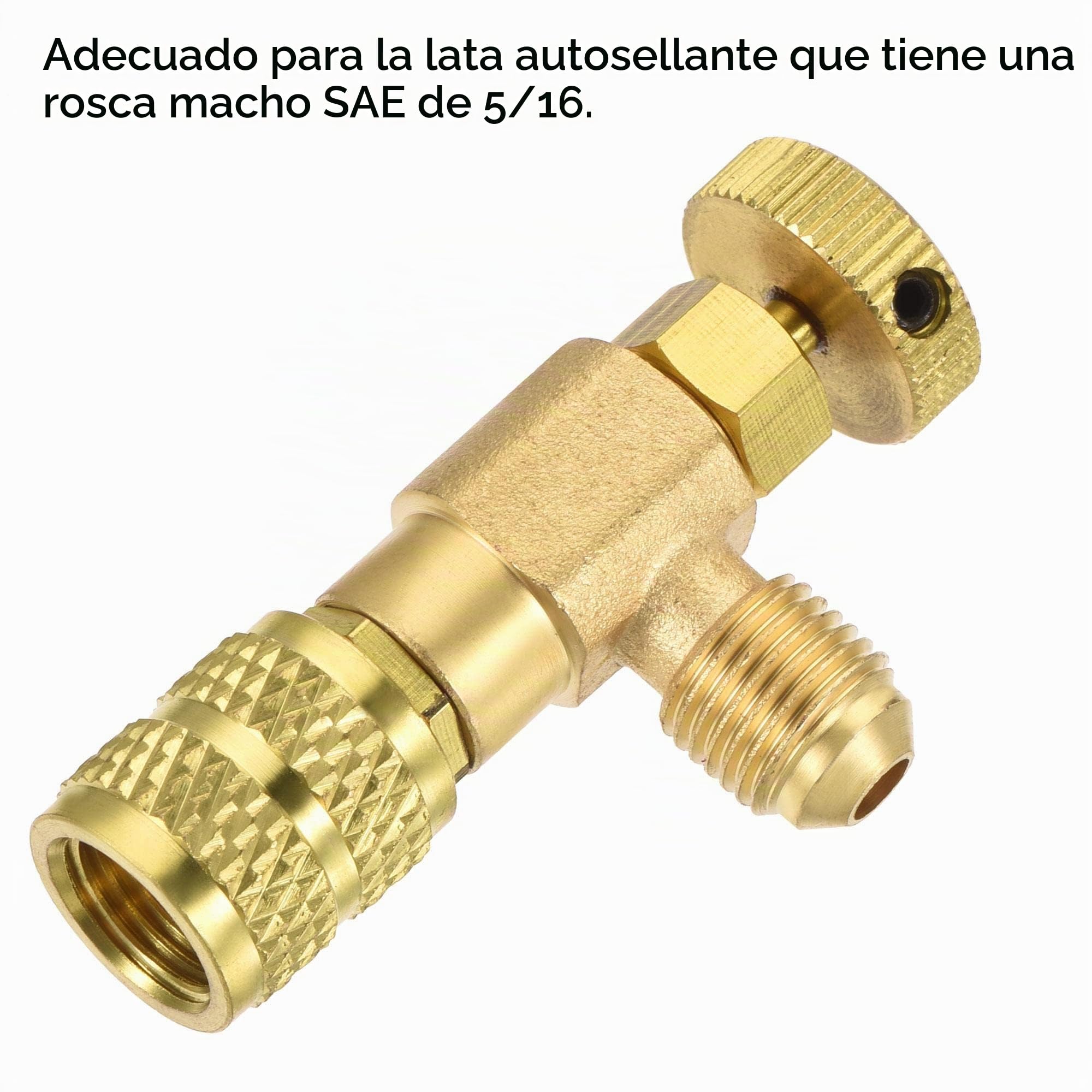 sourcing map Carga Válvula 5/16 SAE Rosca Adaptador Cierre Flujo Control para HVAC Refrigeración Recarga