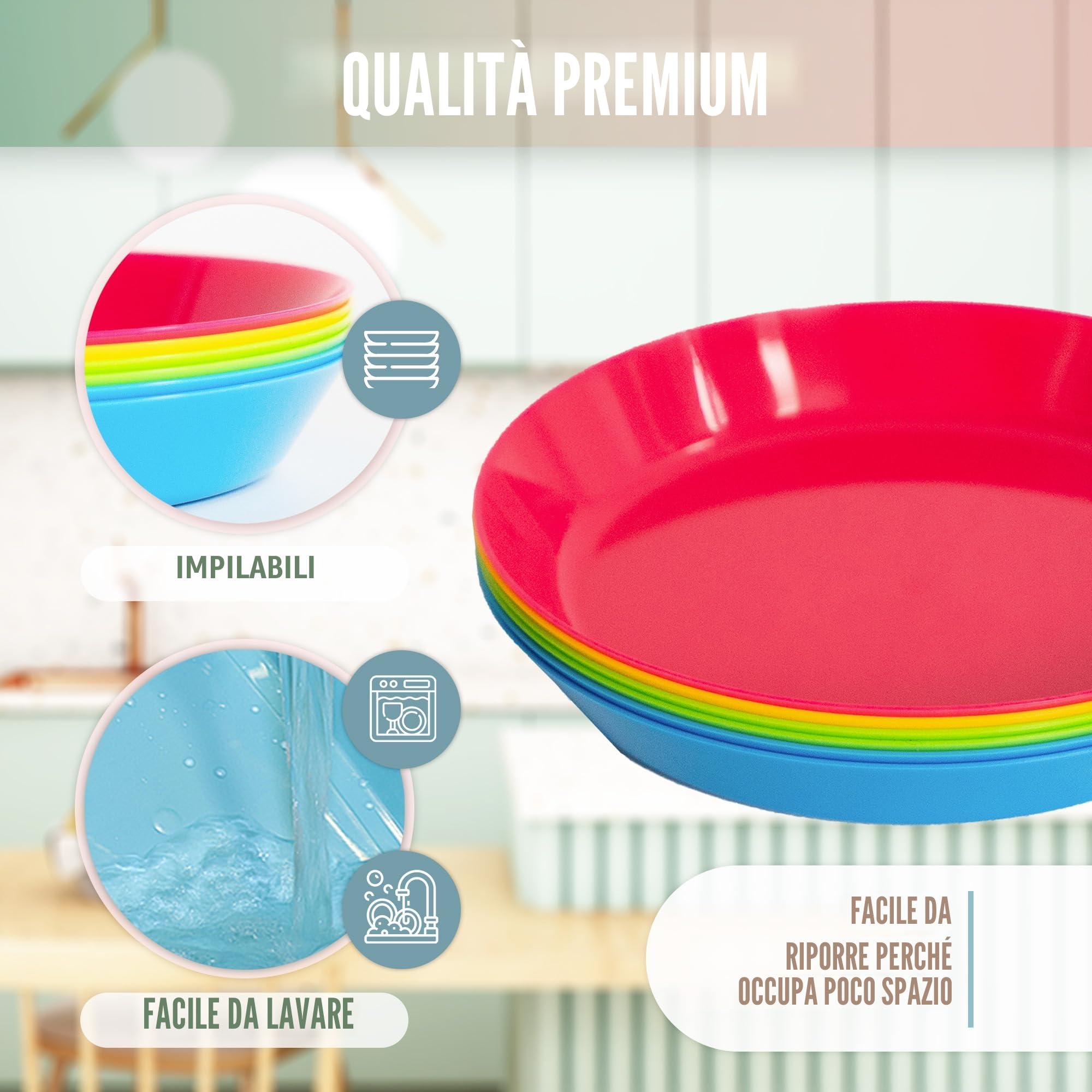 Confezione Da 10 Piatti Plastica Rigida Lavabili, Piatti Campeggio Per Feste Adatte Per Forno a Microonde e Lavastoviglie, Piatti Plastica Rigida per Piscina e Giardino