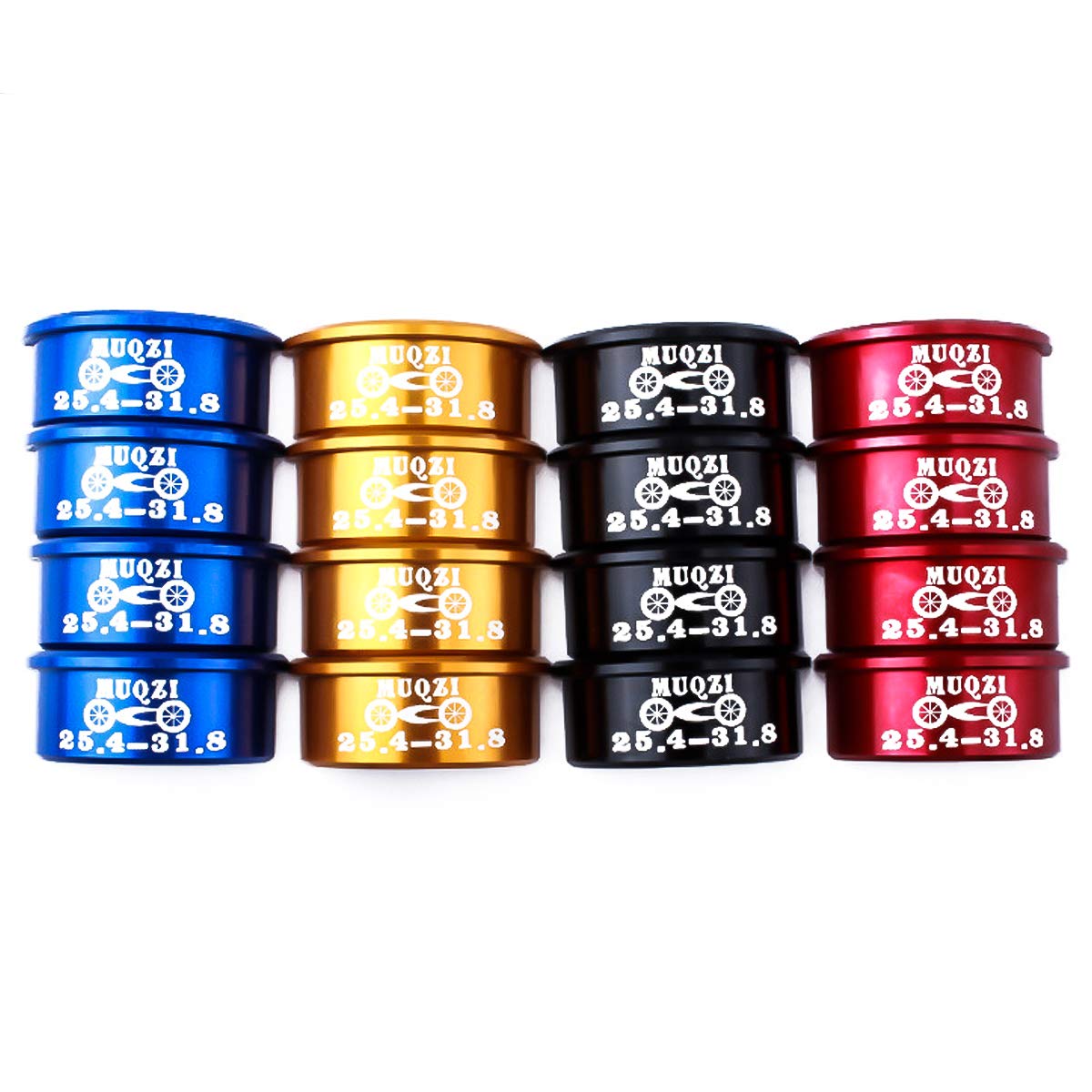 4 Distanziatori Per Manubrio Bici, Riduttori Da 25,4 Mm A 31,8 Mm In Lega Di Alluminio, Adattatori Per Manubrio Mountain Bike E Strada, Colore Nero - 2