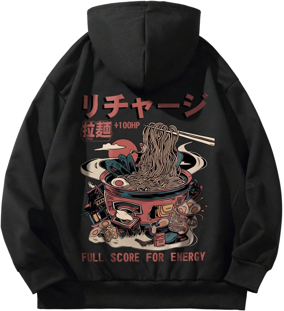 GORGLITTER Men's Graphic Hoodies Japanese Hoodie Top Oversized Long Sleeve Anime Pullovers Sweatshirts