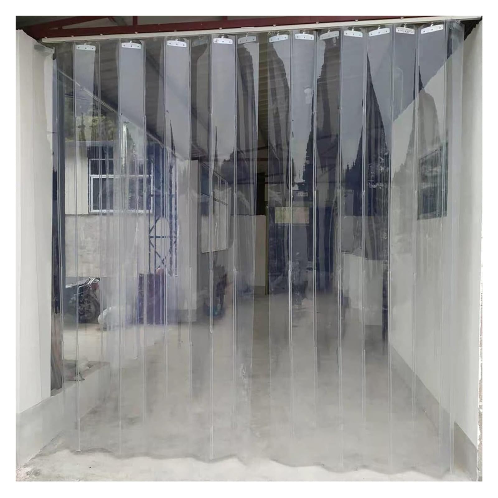 Przezroczysta kurtyna z PVC do drzwi przesuwnych 0,9 x 2 m - Składane przezroczyste paski winylowe do przestrzeni magazynowych i zastosowań przemysłowych - Instalacja i konserwacja
