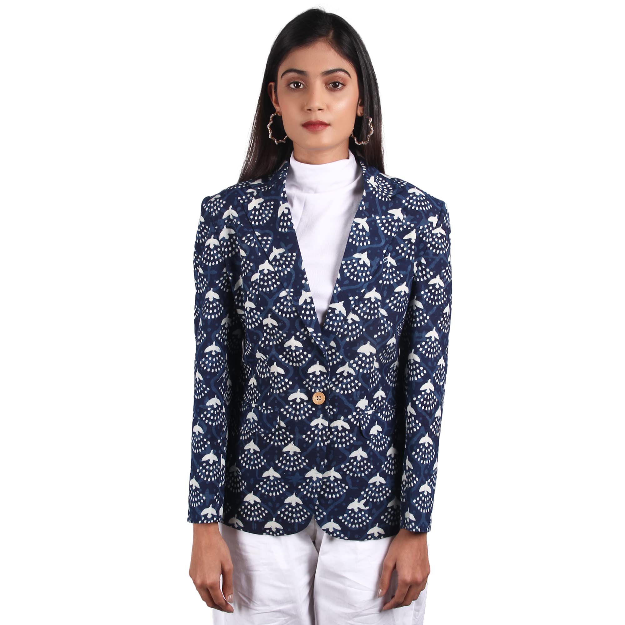indophilia Women's Indigo Cotton Blazer-picture-27