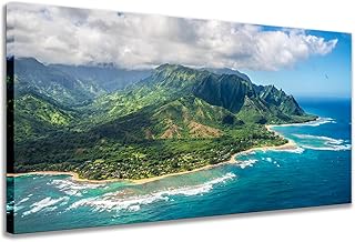 Large Wall Art Aerial View on Napali Coast of Kauai island USA Hawaii La...