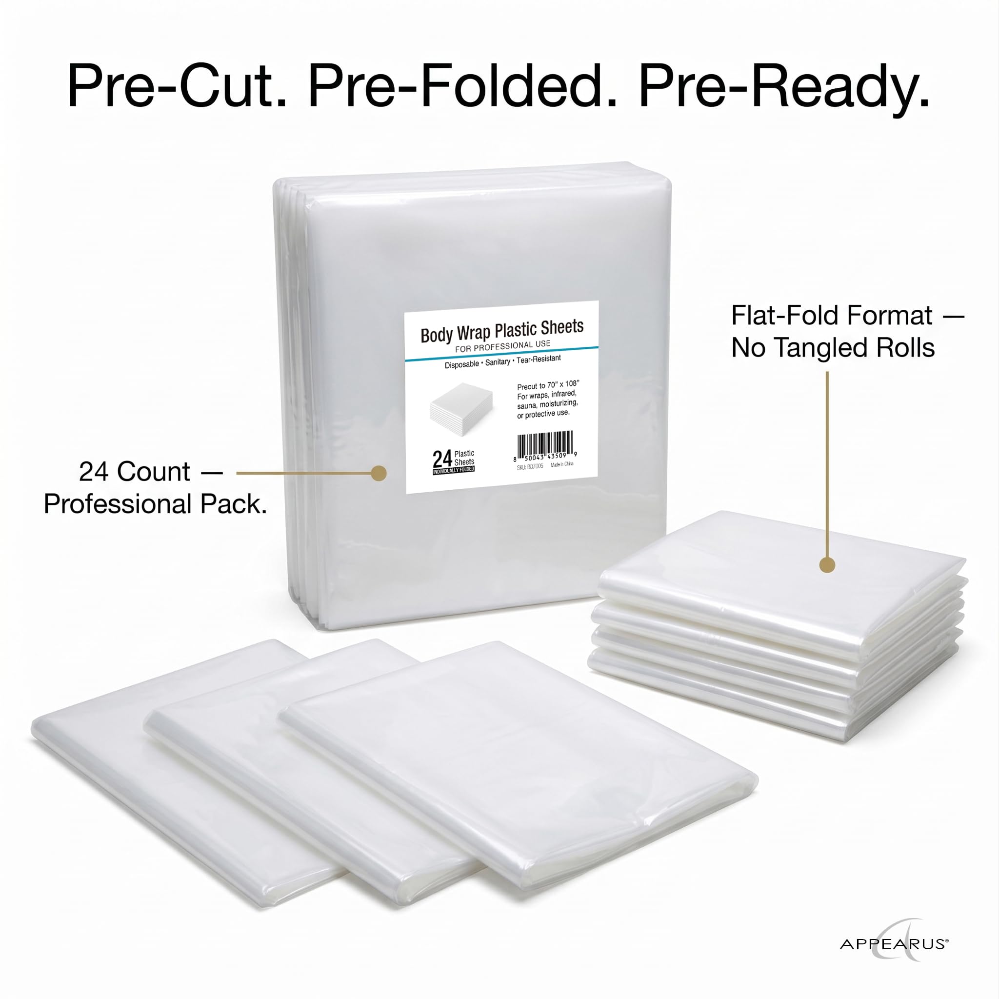 Precut Body Wrap Sheets 24 Count Leak Resistant Film | Lightweight plastic film liners for body wrap and mud applications in esthetician studios and day spas product thumbnail 8