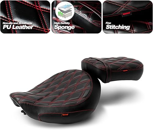 Miniatura 3 de Asiento de pasajero de motocicleta con costuras de patrón de diamante compatible con Shadow ACE VT750 VTC750C VTC750CD 1998-2003