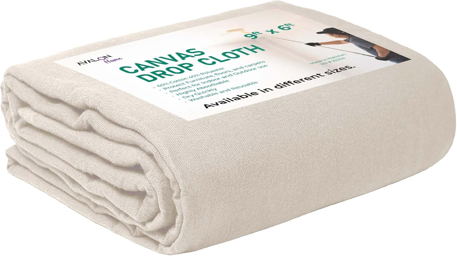 canvas drop cloth 9x6 ft pack of 1-8oz painters drop cloth for painting - canvas tarps for floor & furniture protection - all purpose canvas fabric painting drop cloths 9x6 ft - 1 pc natural