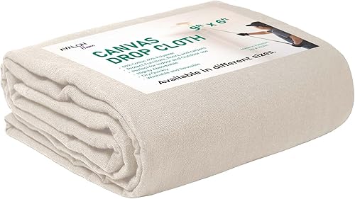 Paño de lona de 9 x 6 pies, paquete de 1 a 8 onzas, para pintar, lonas de lona para protección de suelos y muebles, paños de lona multiusos para