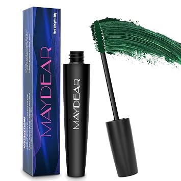 Maydear Dark Green Waterproof Long Lasting Smudgeproof Mascara for Womens Eye Makeup