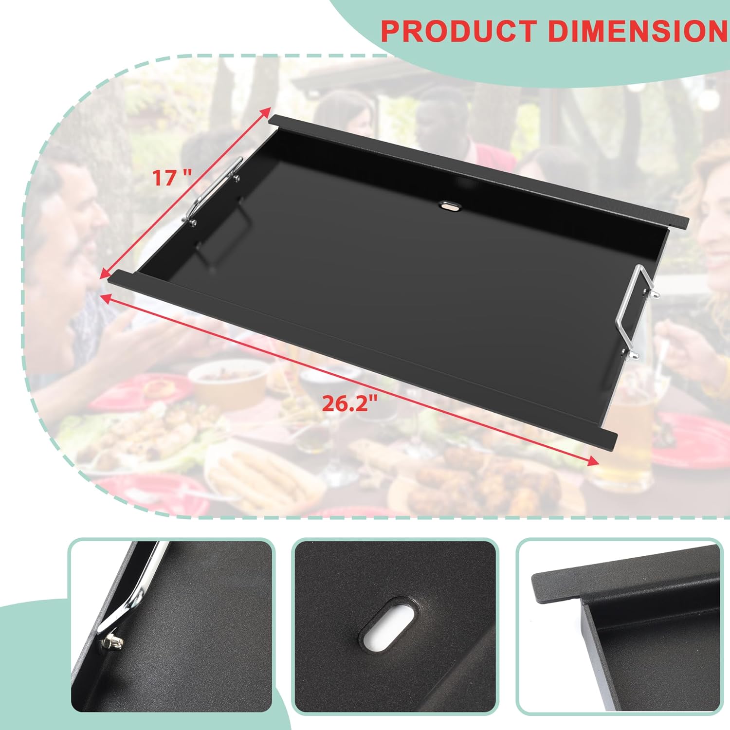 Griddle Insert for Nexgrill 4 Burner 720-0783W 720-0830H 720-0830X 720-0888S Parts, Flat Top Griddle Plate for Royal Gourmet GA5401T & Nexgrill 5 Burner 720-0888 720-0888N Grill Parts, Carbon Steel