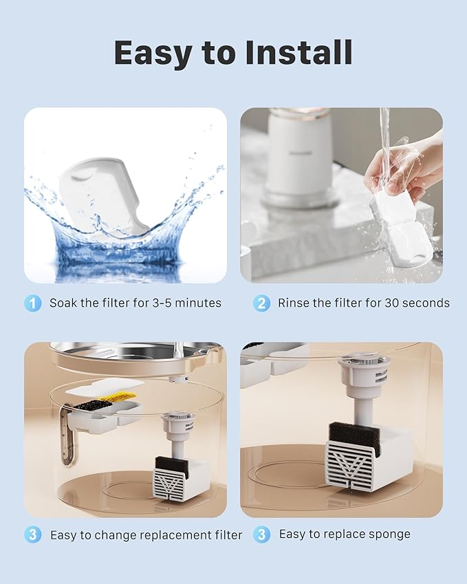 KOOGMOON Filtros para Fuente de Agua para Gatos: 6 Filtros + 6 Esponjas miniatura 5