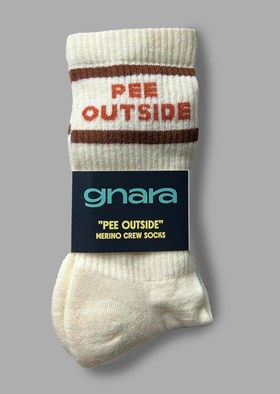 Gnara “Pee Outside” Merino Wool Crew Socks, Hiking Socks, Winter Socks for Women & Men Stocking Stuffer