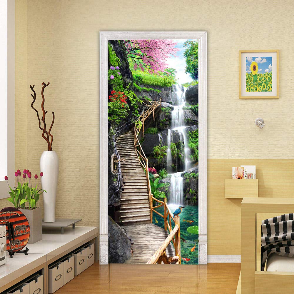 3D Deursticker Landschap Zelfklevende Muurschildering Woondecoratie Verwijderbare Stickers 90x200cm