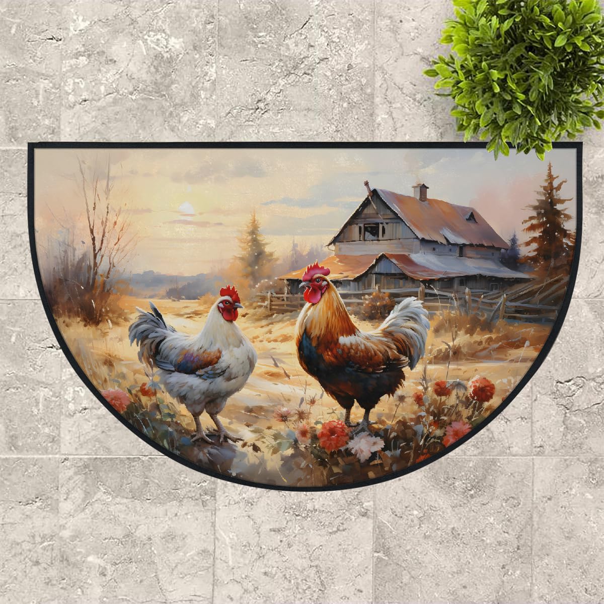 Mexpekil Paillasson demi-rond en forme de demi-lune pour intérieur et extérieur - Lavable - Absorbant - Attrape la saleté - 100 x 160 cm