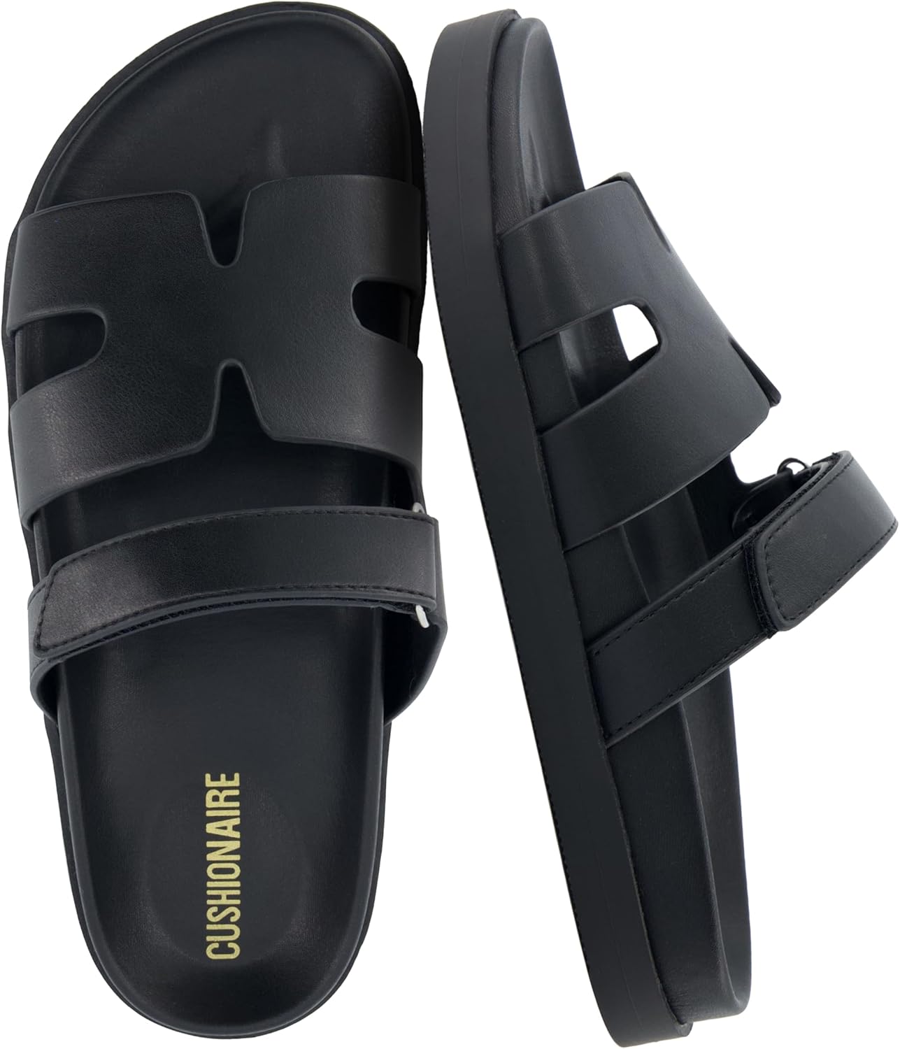 CUSHIONAIRE Estate Womens Sandals with Cut-Out Band & Adjustable Strap with Memory Foam, Summer Sandals for Women