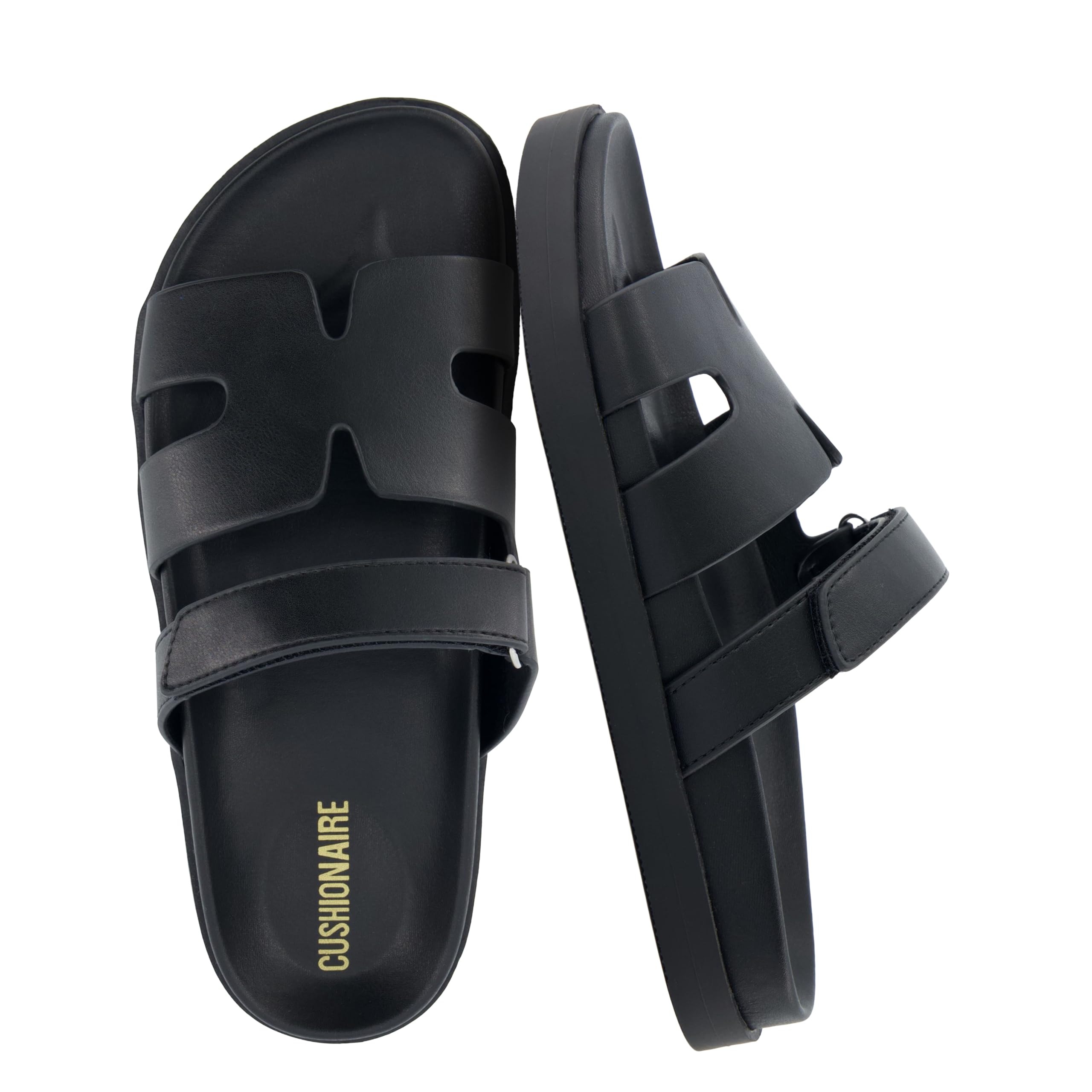 CUSHIONAIRE Estate Womens Sandals with Cut-Out Band & Adjustable Strap with Memory Foam