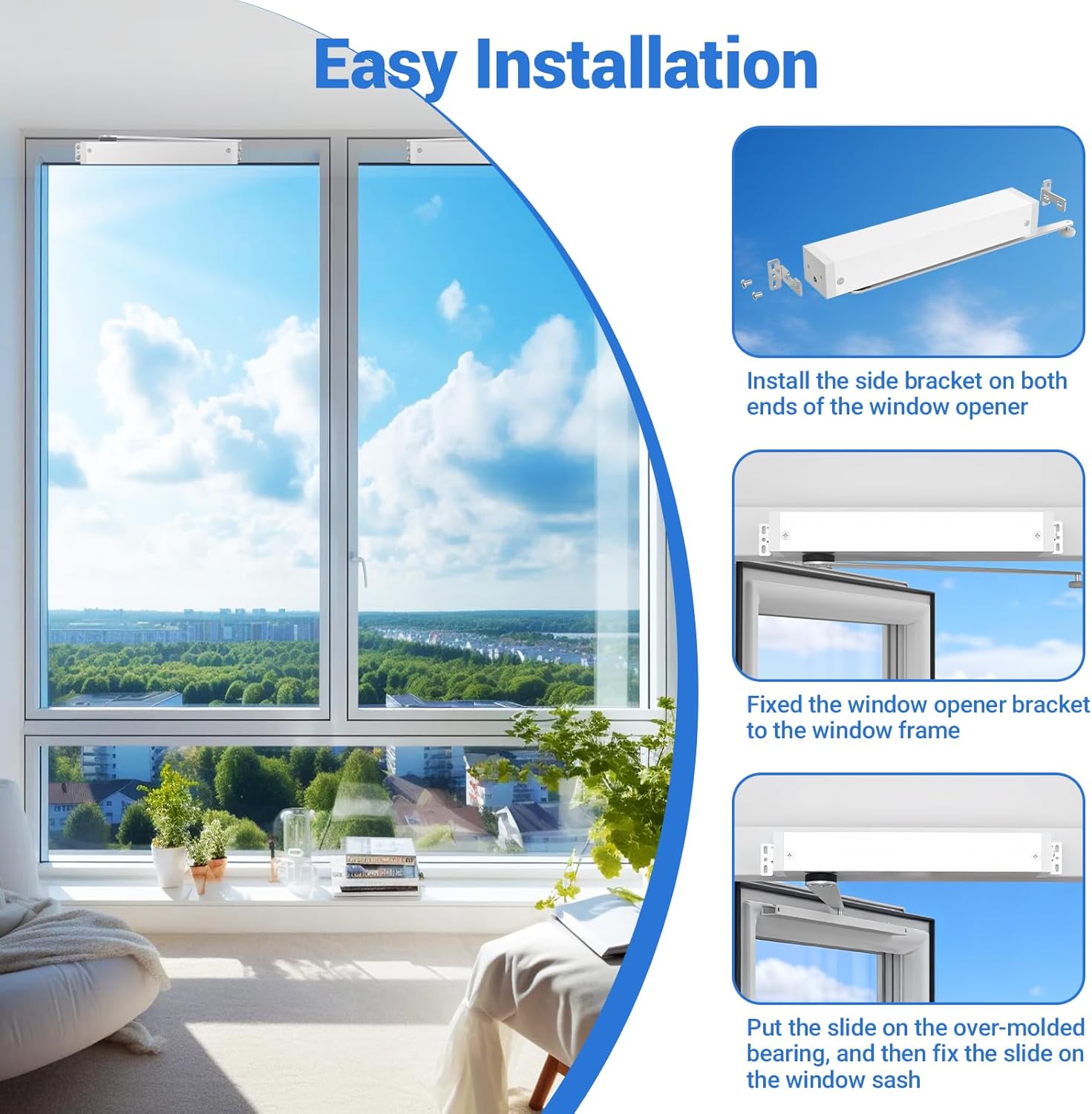 ZARISE Smart Automatic Window Opener, 90° Swing Electric Window Opener, Tuya WiFi App & Alexa Google Voice Control, DC24V Low Voltage Quiet Motor for Home Ventilation (White) 5 71vxeL AGML. AC SL1500