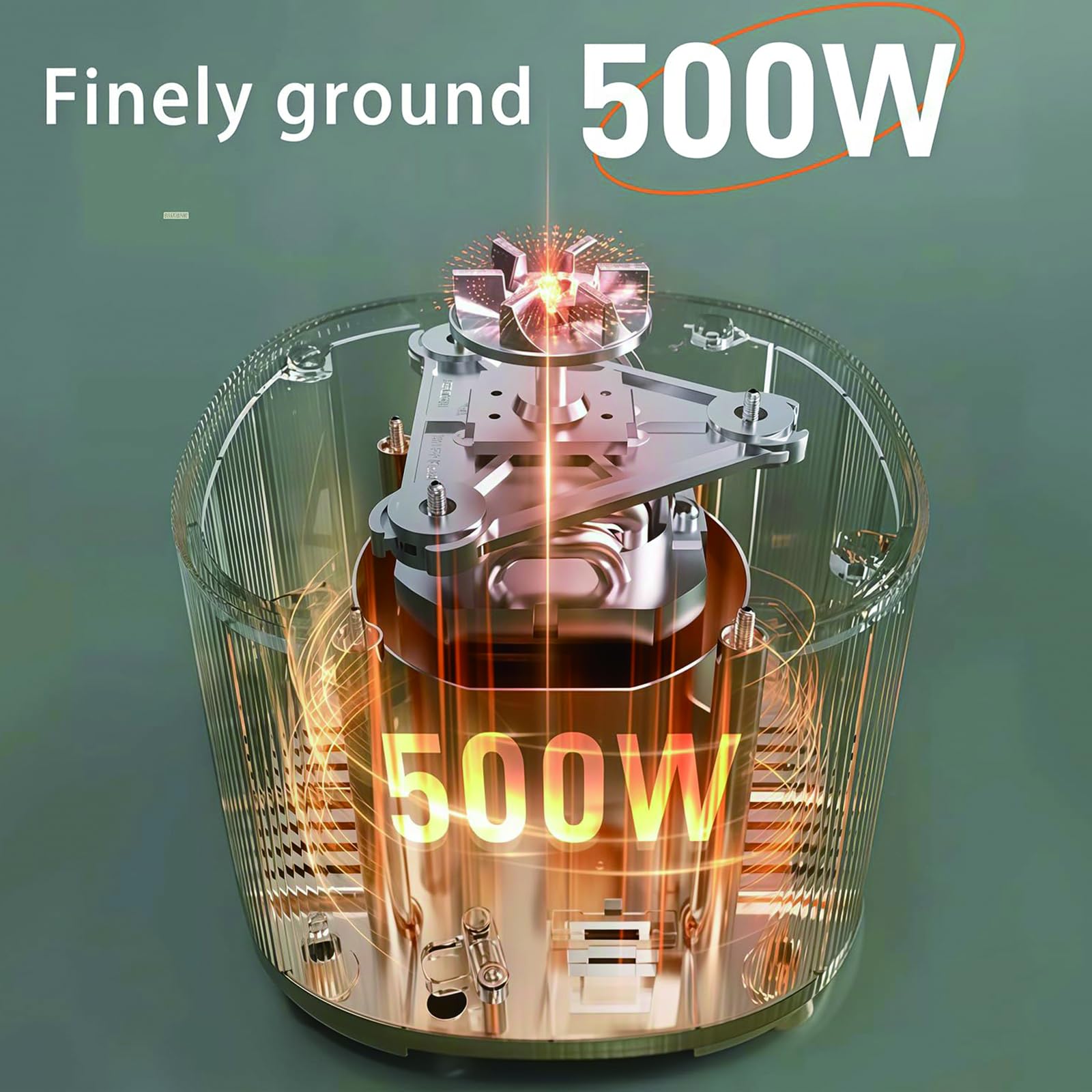 Molinillo Eléctrico De Granos 500W – Molino De Acero Inoxidable 600ml para Especias Café Nueces & Hierbas Secas Y Húmedas 26000RPM Cuchillas Dobles Molienda Automática con Un Toque Taza