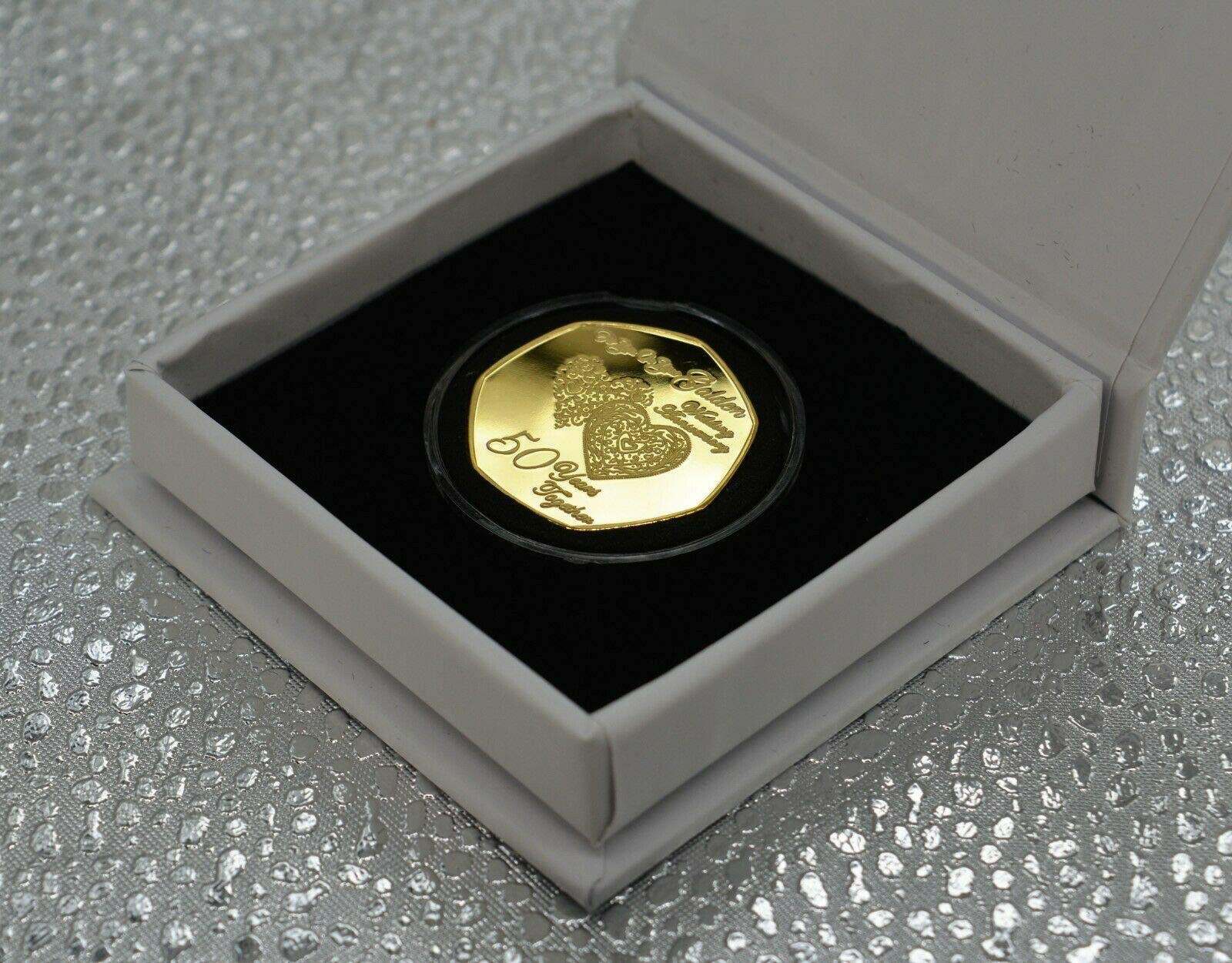 The Commemorative Coin Company 50th GOLDEN WEDDING ANNIVERSARY 24ct Gold Commemorative in Capsule and Gift Box. Gift/Present.Favour - Image 2