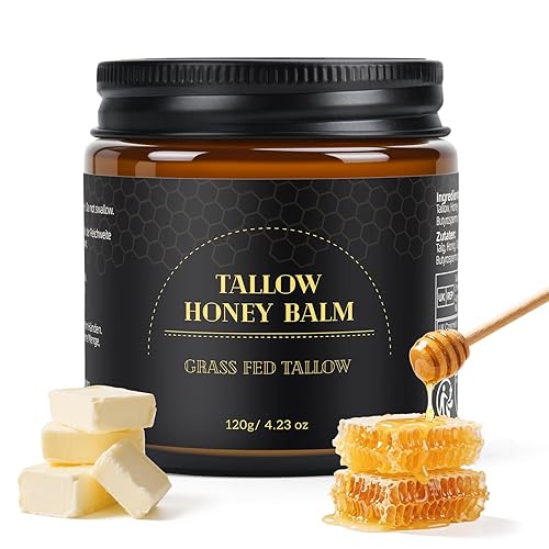 JUANCHI Sarga de ternera para la piel, sebo y bálsamo de miel para la cara, 100% orgánico alimentado con pasto para cara y cuerpo, bálsamo de