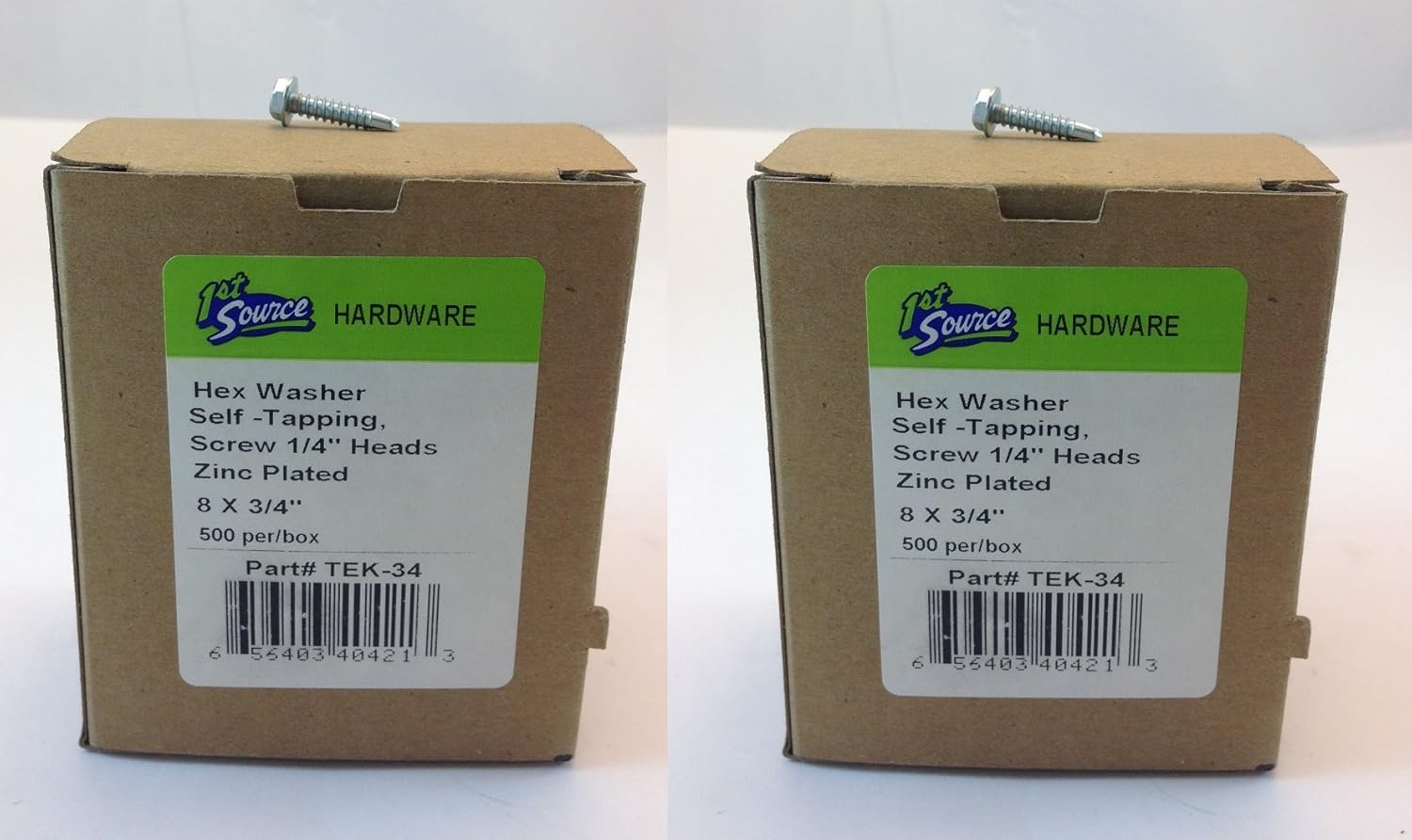 HEX Washer/SELF Tapping Screws 1/4"Heads ZINC Plated #8 X 3/4" (8BOX Master-C)