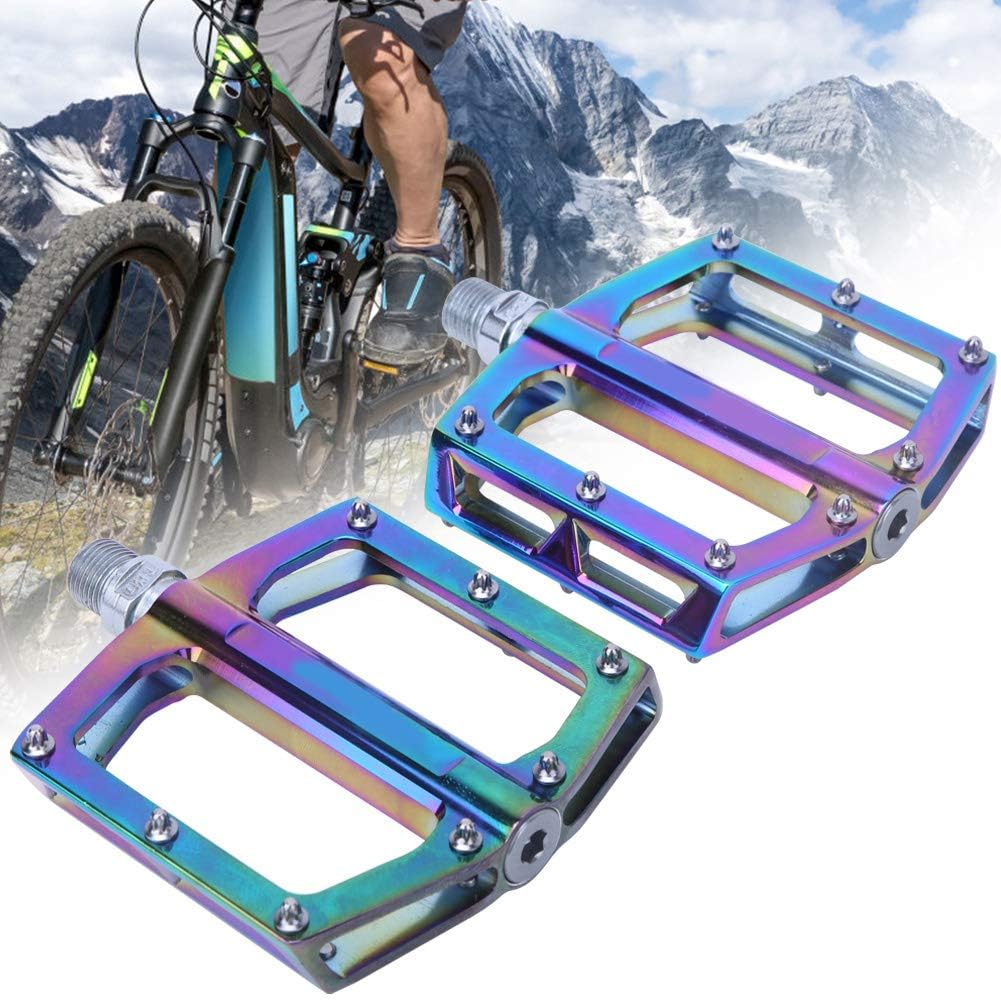 Pedali in lega di alluminio multicolore 058 per bici da strada, mountain bike e pieghevoli - Ampia superficie, cuscinetti autolubrificanti, antiscivolo, leggeri e durevoli