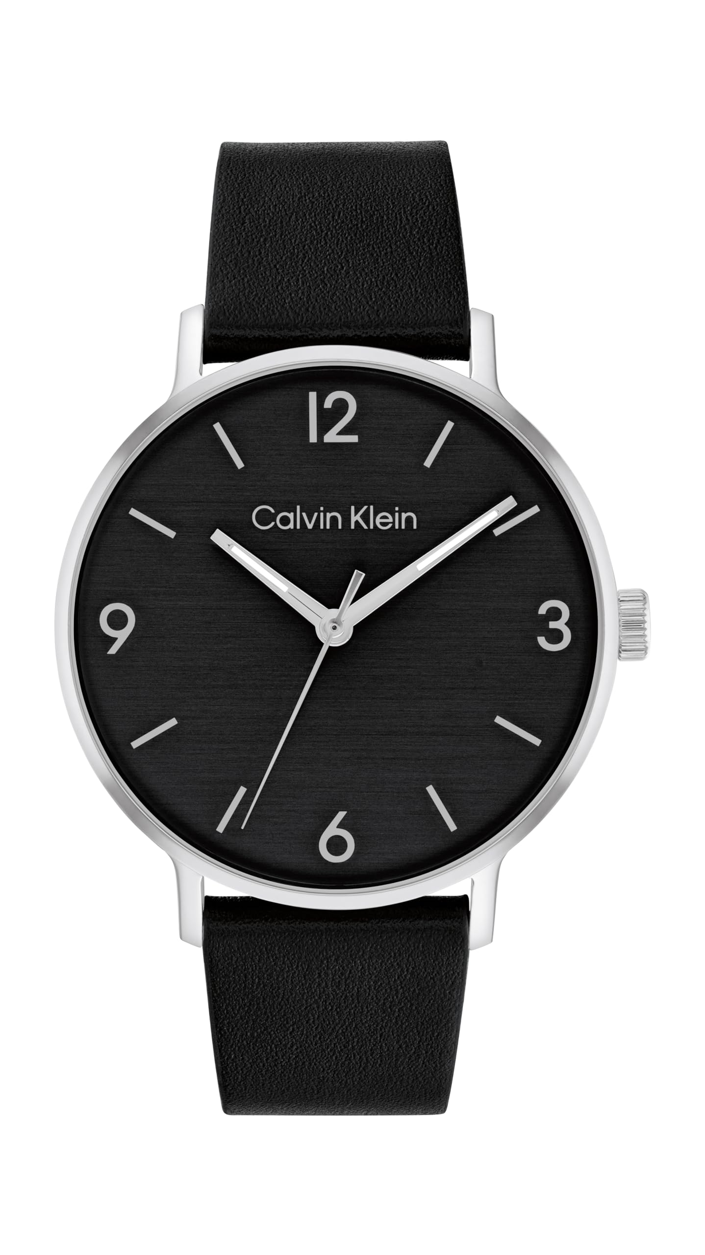 Calvin Klein Three Hand Quartz Movement Watch for Men Modern Collection with Black Leather Strap - 25200437
