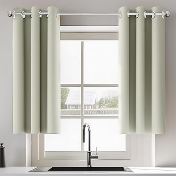 ORINOVA Living Room Window Blackout Curtains for Bedroom Kitchen Natural Thermal Insulated Grommit Curtains for Nursery 34x36 Inch Length 2 Panel Set