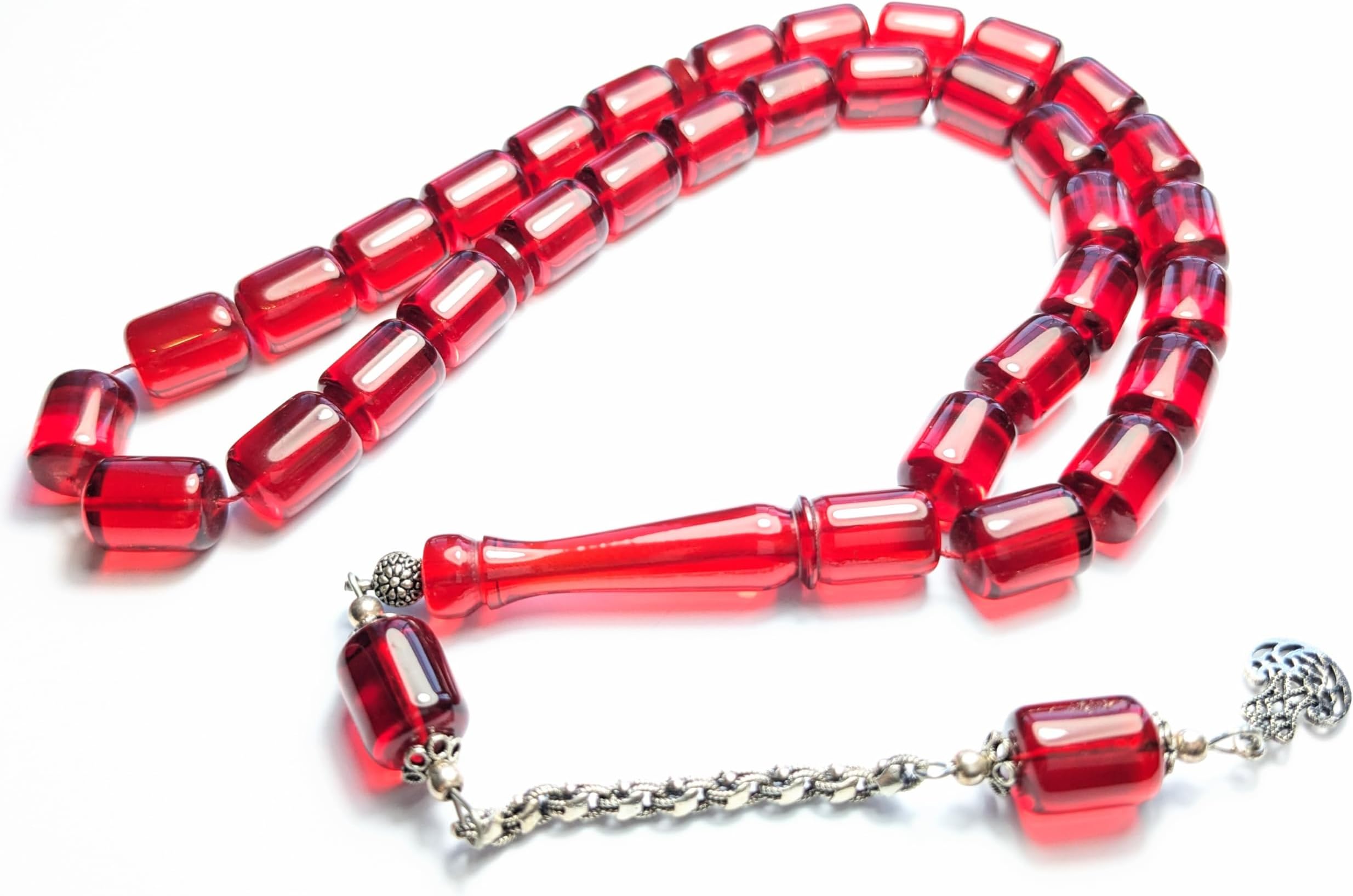 XL Red Prayer Beads, Worry Beads, Turkish Tasbih, SIKMA Kehribar Tesbih, Muslim Rosary, Tasbeeh, Komboloi, Misbaha, Islamic Gift by DunyaGems