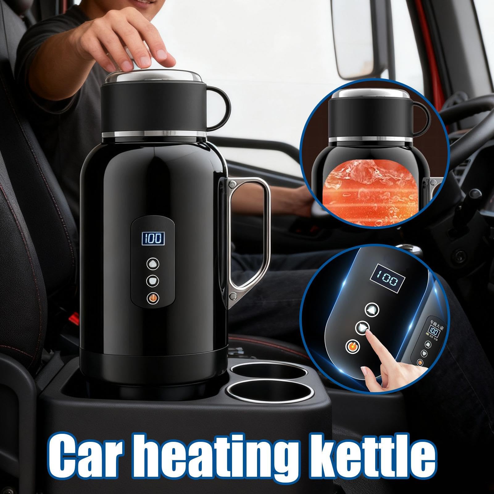 Bollitore Elettrico Acqua Calda Bollitore portatile riscaldante 1500 ml | Bollitore d'Acqua per Auto Per Tragitto Casa-Lavoro Quotidiano Campeggio Viaggi All'Aperto Viaggio Su Strada E Gui