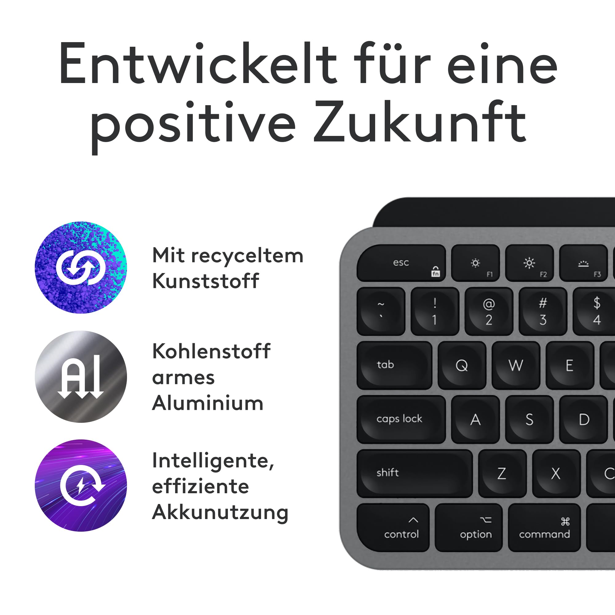 Logitech MX Keys S Combo for Mac, kabellose Tastatur/Maus mit Handballenauflage, beleuchtete Tastatur, schnellscrollende Maus, Bluetooth USB C für Pro/MacBook Air/iMac/iPad, QWERTZ DE - Grau