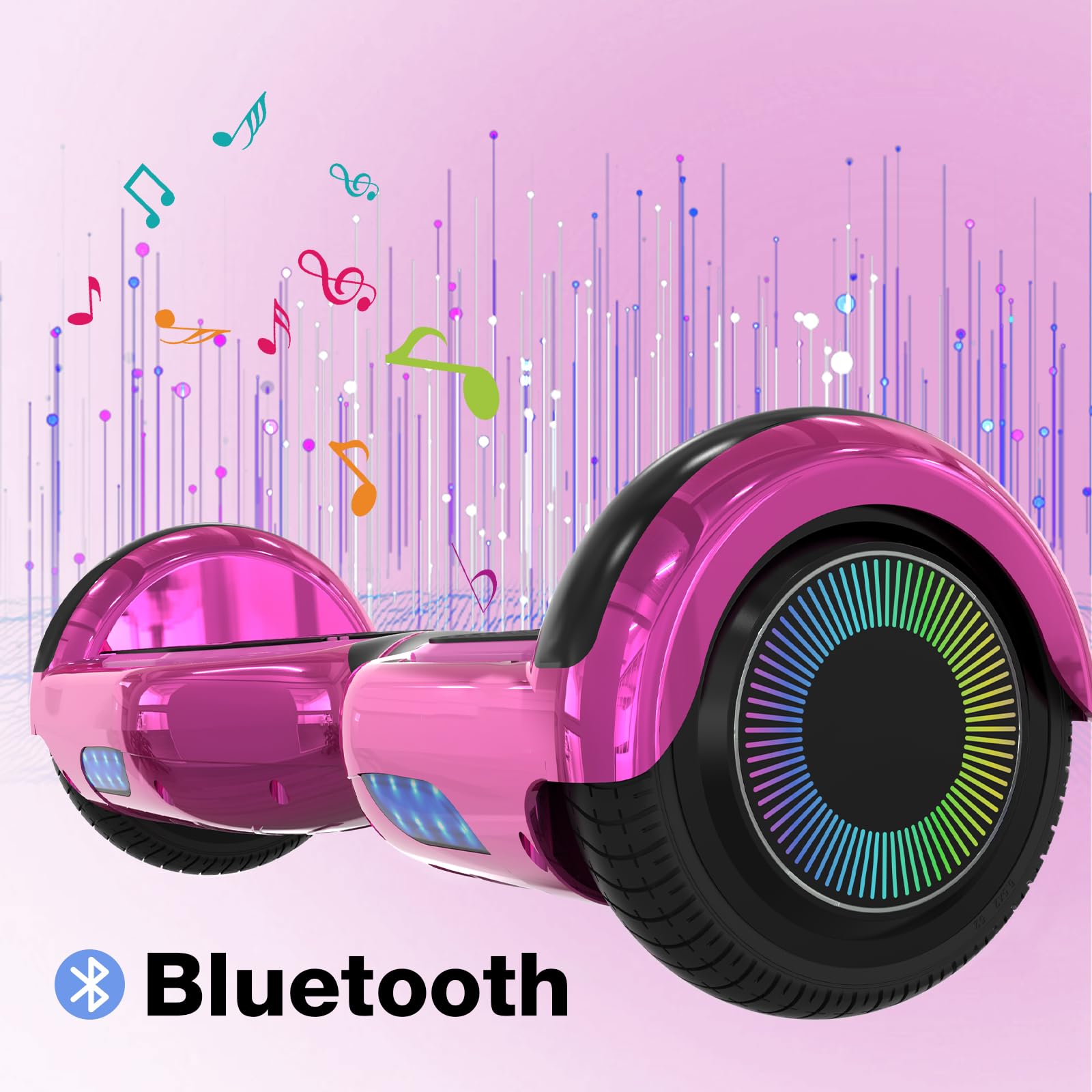 Hoverboards für Kinder, 6.5 Zoll Zweirad Selbstbalancierendes Hoverboards mit Go-Kart, mit LED-Leuchten, Bluetooth Lautsprecher für Jugendliche