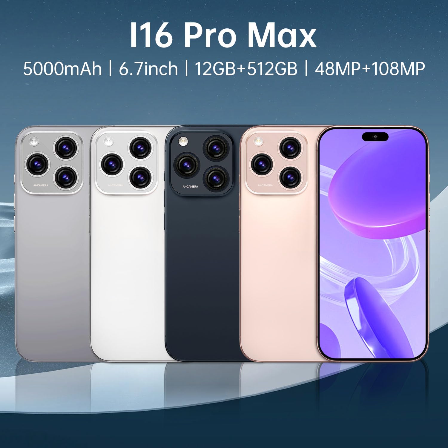 Amazon.com: lolhtvlol Unlocked Phones H16 ProMax, 12GBM+512GB