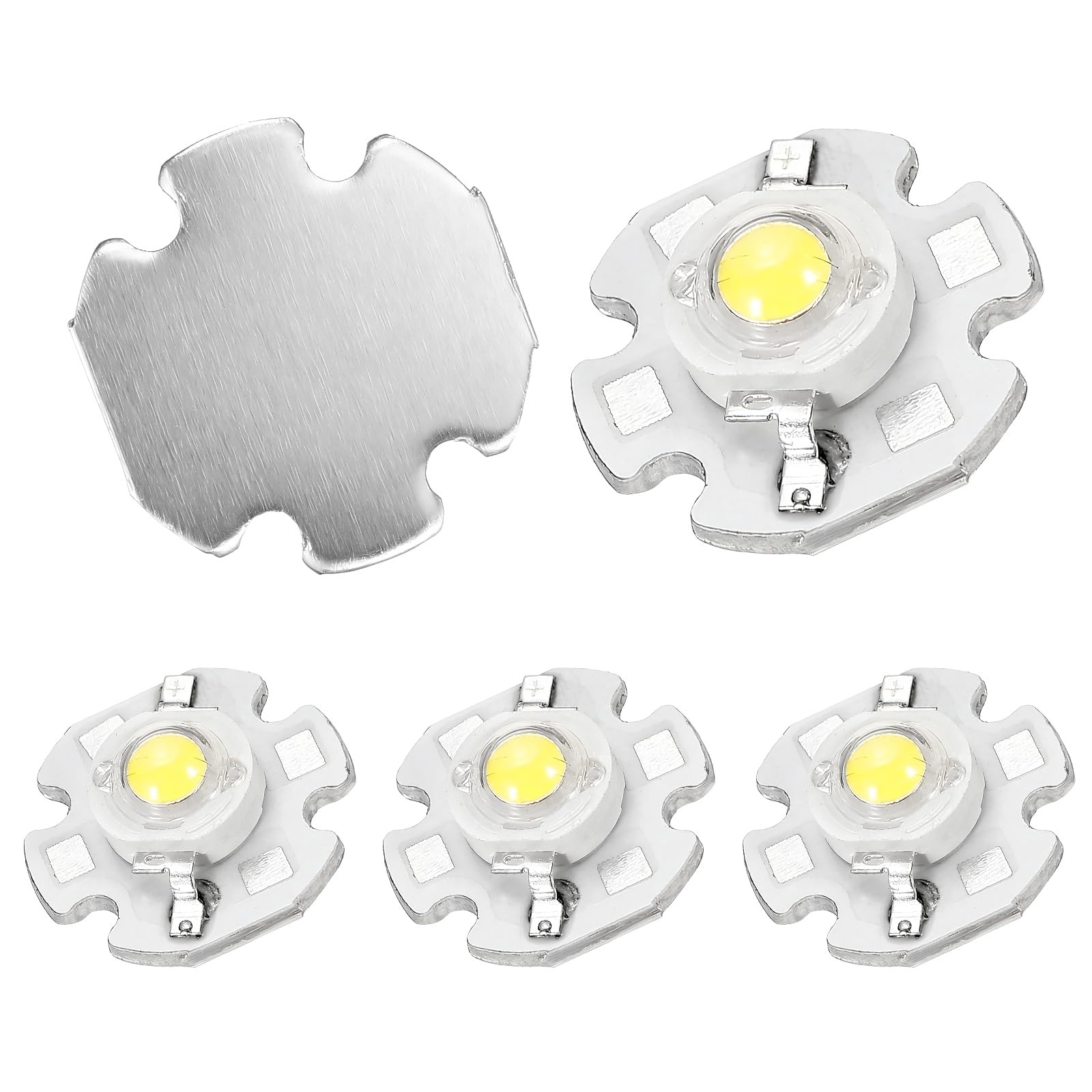 VIAPUICE High Power LED Chip Bulb 5 Pcs- Cool White 1.8-3.4V 6000K 600-700mA LED Light with Heatsink Aluminum Base Bulb Lamp Super Bright Intensity COB Light for Home Studio DIY