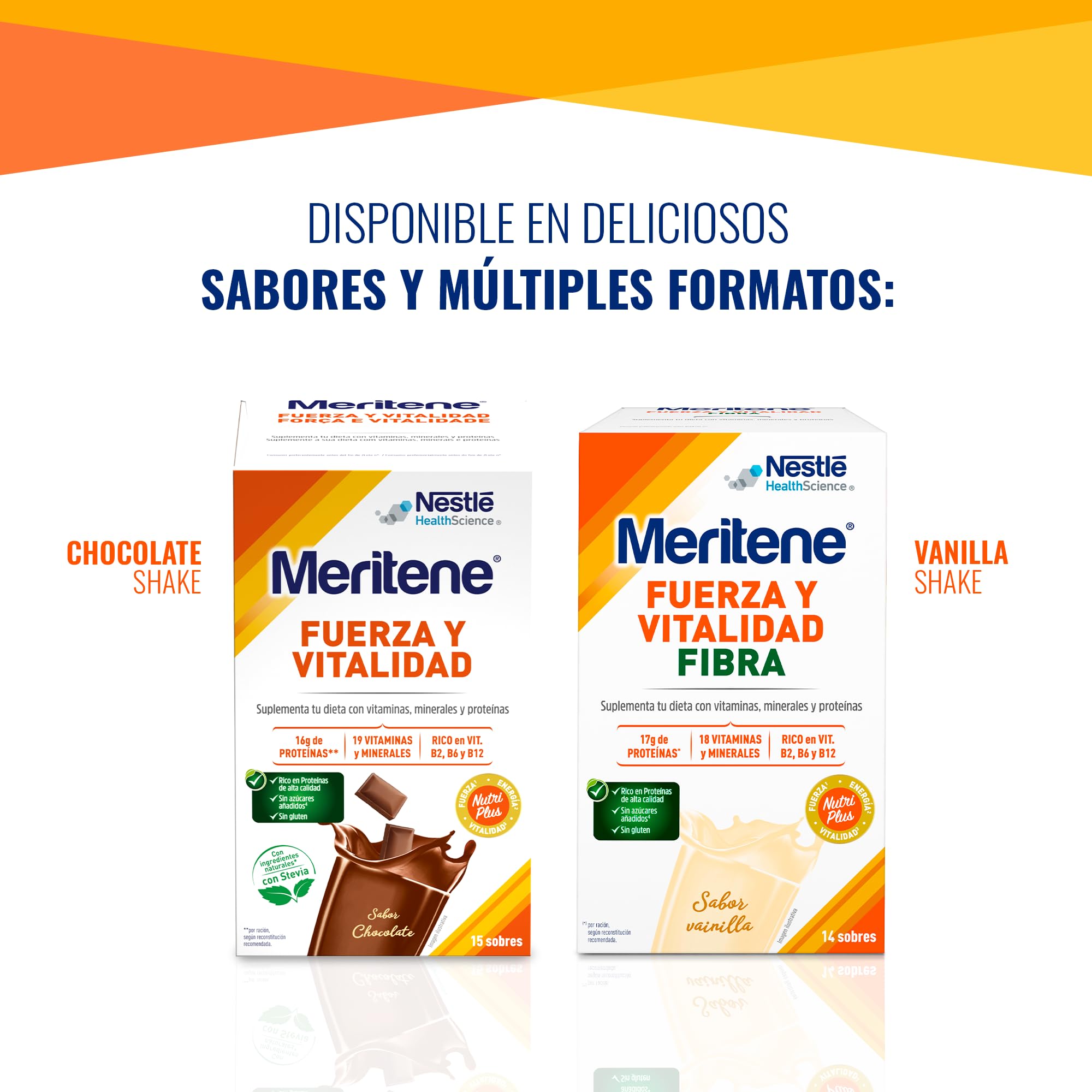 Meritene | Fuerza y Vitalidad Fibra | Sabor Vainilla | Fuerza para tus Músculos, Vitalidad para ti | Solución Nutricional Adultos con Fibra, Proteínas, Vitaminas y Minerales| 14 Sobres| 490 gr