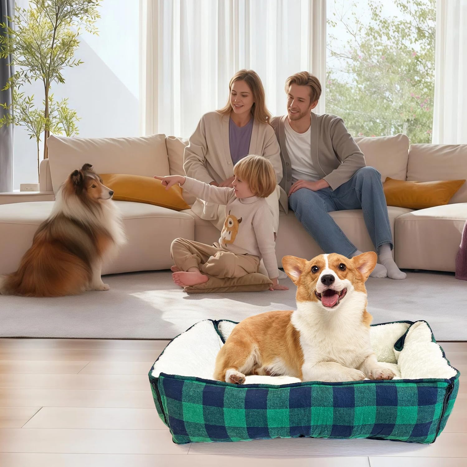 LIFFY Small Dog Bed Cat Bed - Washable Plush Calming Donut for Puppies and Cats, Soft Pet Bed with Non-Slip Bottom, Round Dog Bed Burrow, Machine Washable & Durable for Indoor Use