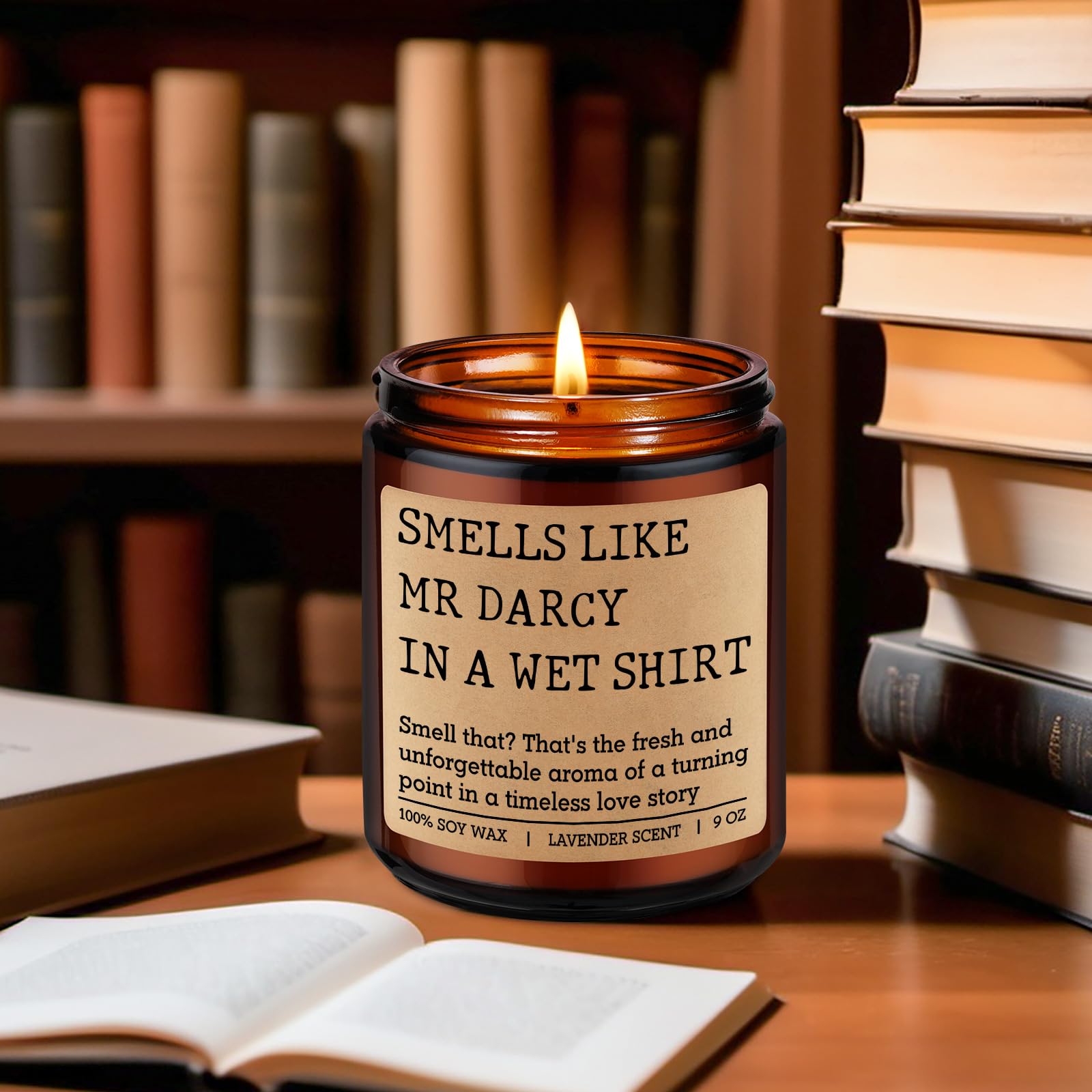 GSPY Mr Darcy Candle - Pride and Prejudice Gifts for Women, Men - Bookish, Reading, Literary, Book Lovers Gifts for Jane Austen Fans - Funny Mothers Day, Birthday Decor for Readers, Bookworm, Nerd