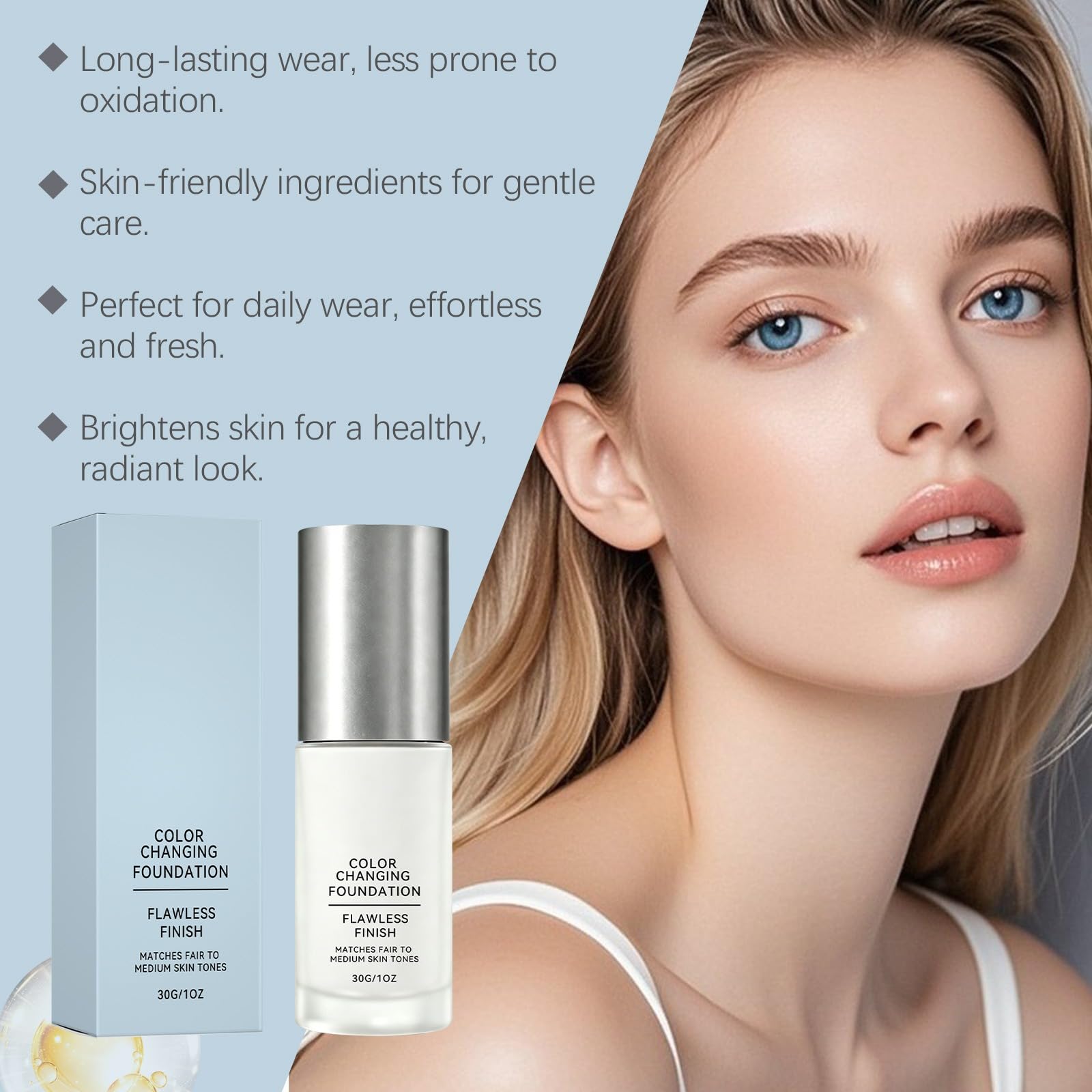 Foundation Stick Concealer Cream, Long Lasting Anti-Shine Hydration, Lightweight & Anti-Water Formula, Natural Finish Bare Skin for All Skin Types
