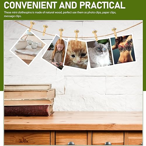 Miniatura 5 de ABOOFAN 30 pinzas para la ropa con cuerda de madera con clips de fotos de abeja para colgar fotos, ropa, manualidades, artes al aire libre e interior