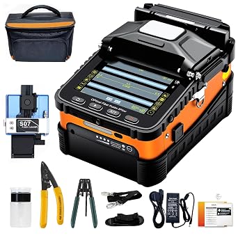 Fusion Splicer AI-5 Toolbox Kit with Auto Focus & 4 Motor Core Alignment Fiber Fusion Splicer 8S Automatic FTTH Fiber Optical Welding Splicing