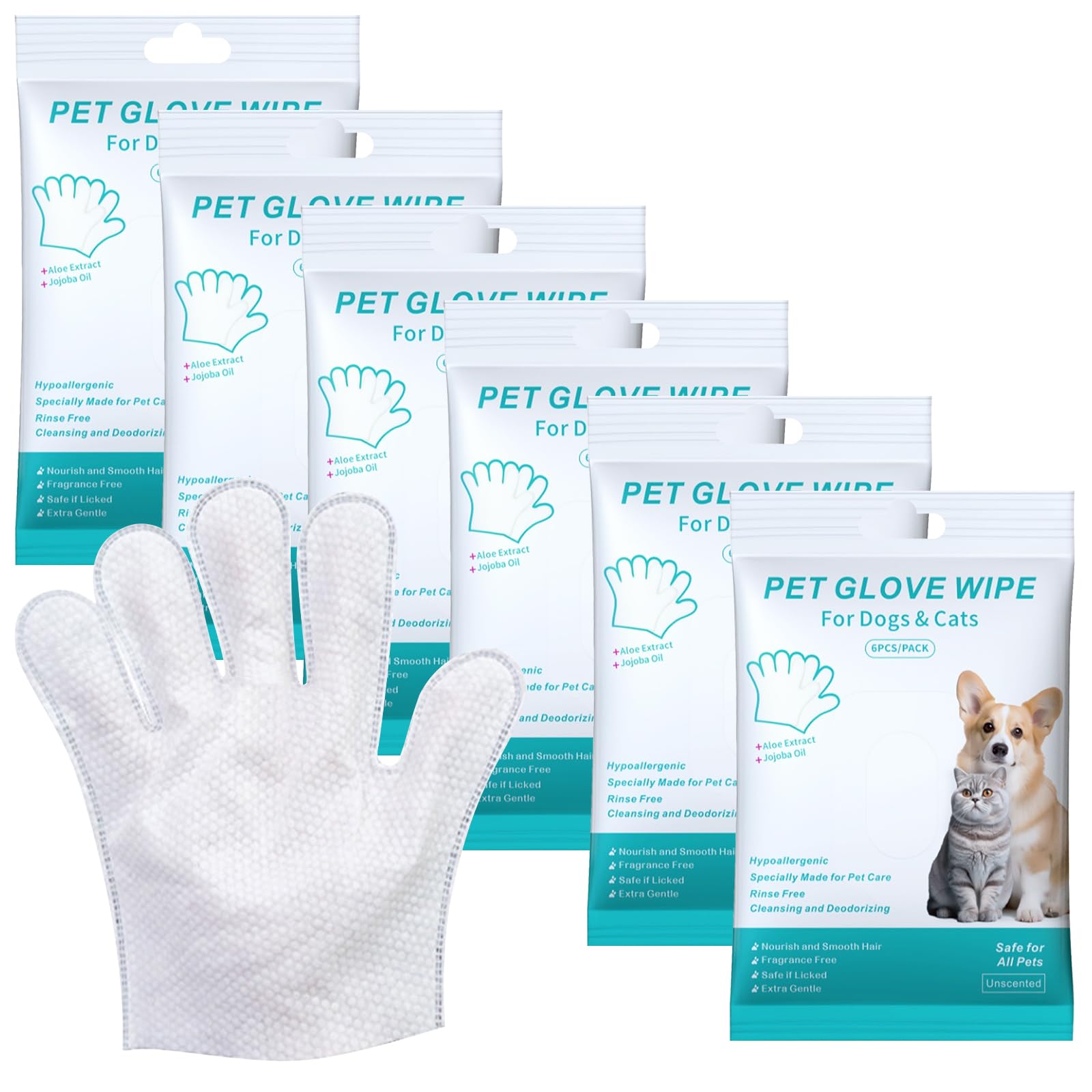 BYZESTY 36 Pièces Gants De Nettoyage pour Animaux De Compagnie, Lingette Chien Chat, Gants Tout-en-Un pour Chien Et Chat, Gants sans Lavage pour Animaux pour Voyages, Nettoyage sans Rinçage
