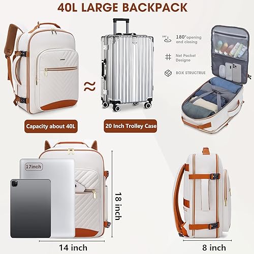 Miniatura 2 de FIUAIE Mochila de viaje grande, Blanco, Moda