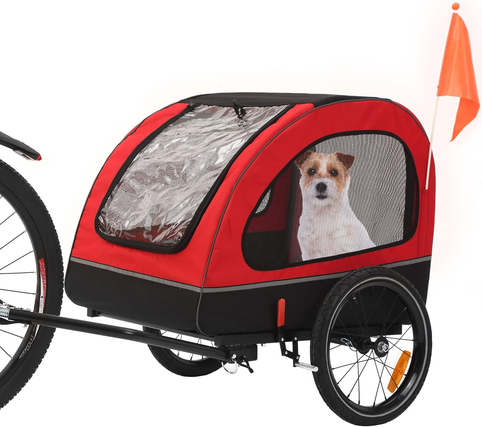 sogesfurniture Hondenbuggy fiets, hondenbuggy, hondenbuggy, opvouwbaar, met bevestiging van vlag, reflector, 600D Oxford, canvas, hondenbuggy voor honden tot 20 kg